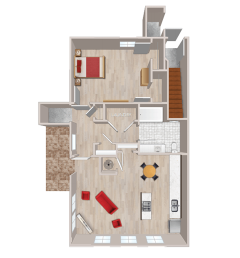 Floor plan for 1 bed, 1 bath, 810 sqft